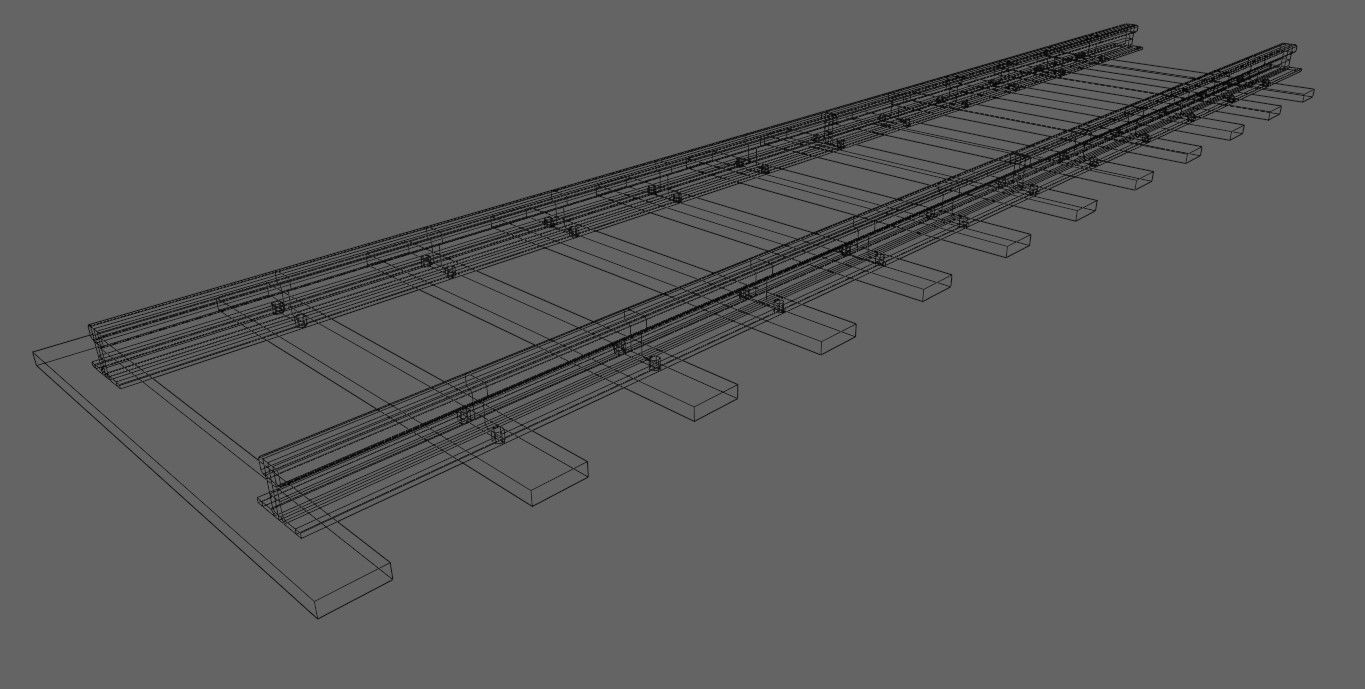 Train Track - Rail - Trilho de Trem Low-poly 3D model_14
