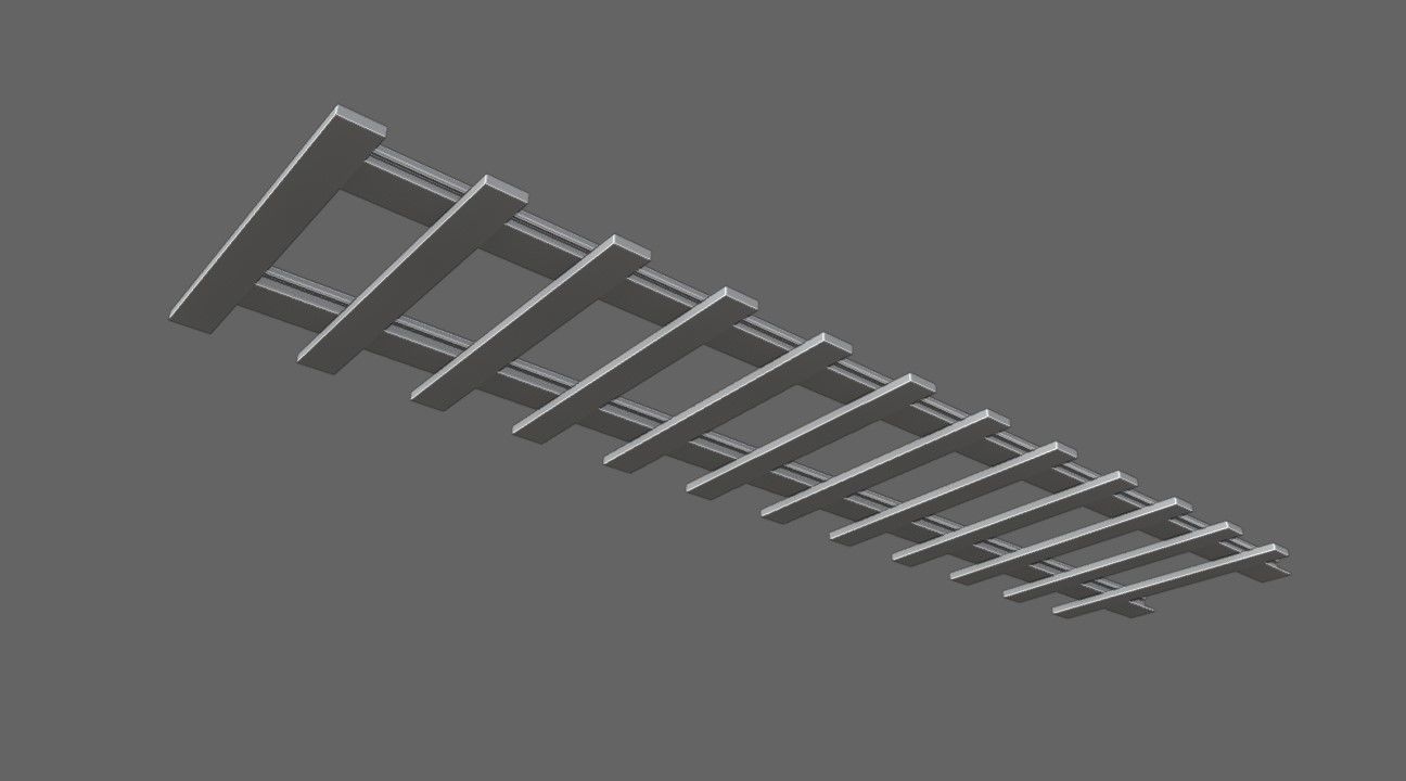 Train Track - Rail - Trilho de Trem Low-poly 3D model_10