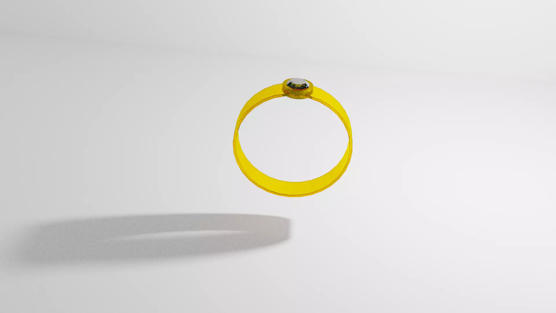 Gold Ring with diamond 3D model_0