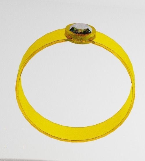Gold Ring with diamond 3D model_3
