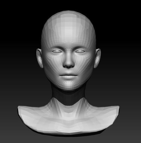 Woman head Low-Poly 4 Low-poly 3D model