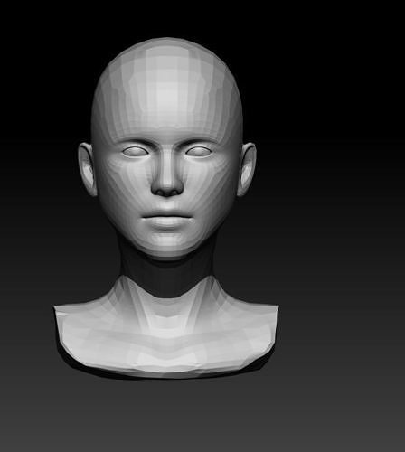 Woman head Low-Poly 6 Low-poly 3D model