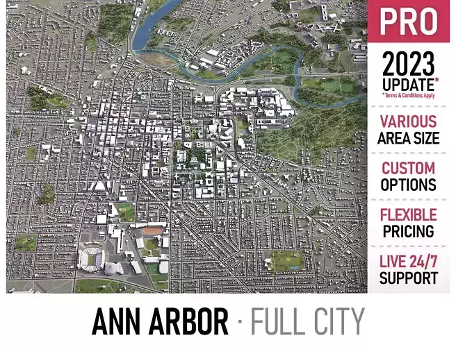 Ann Arbor Low-poly 3D model