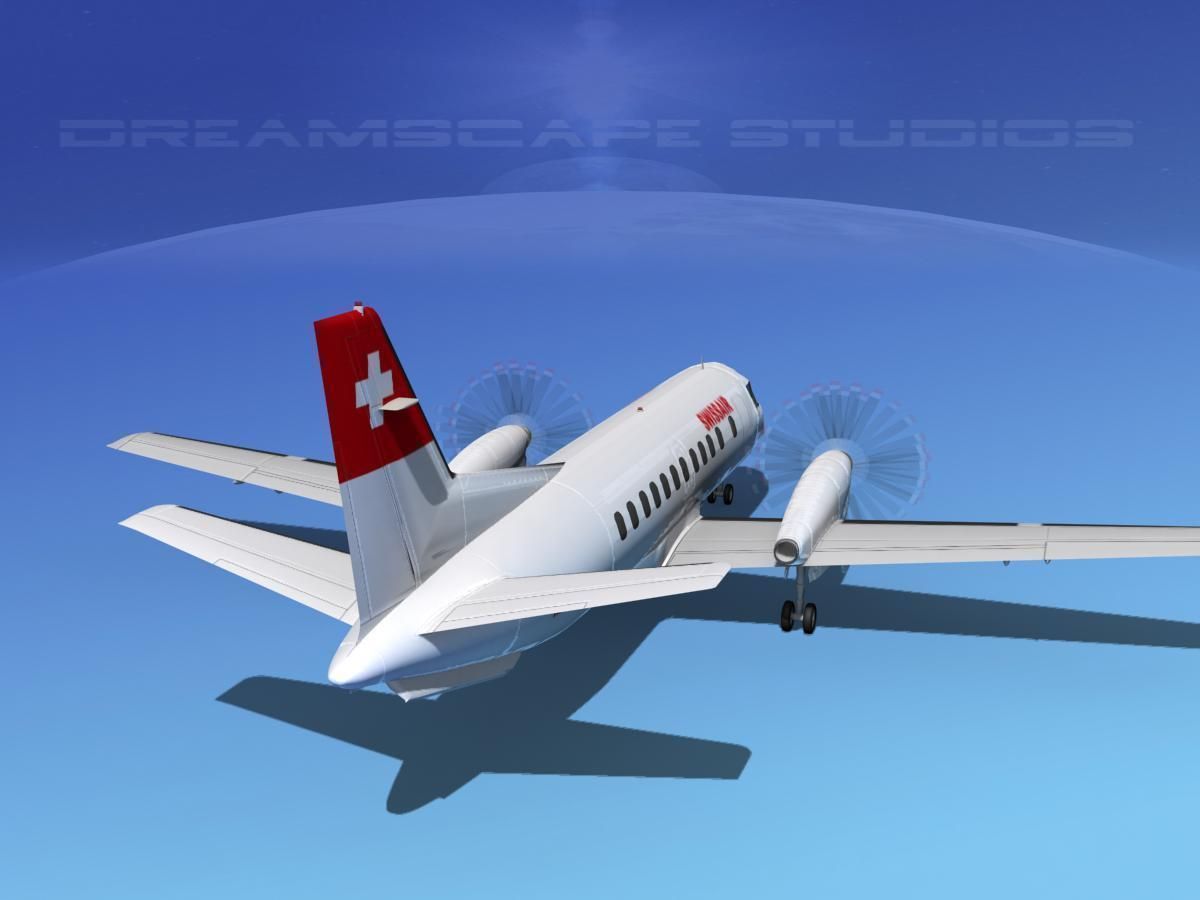 SAAB SF340 Swiss Air 3D model_6