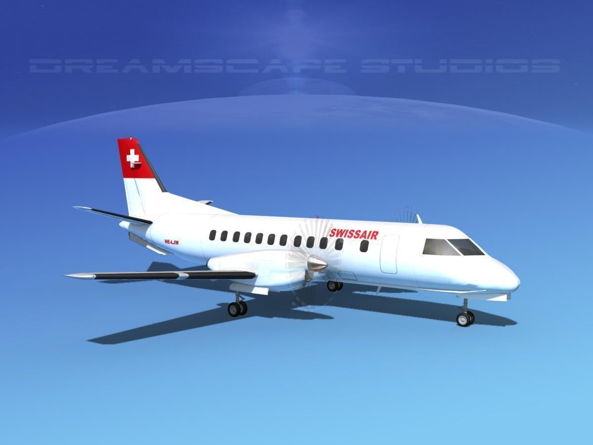 SAAB SF340 Swiss Air 3D model_3