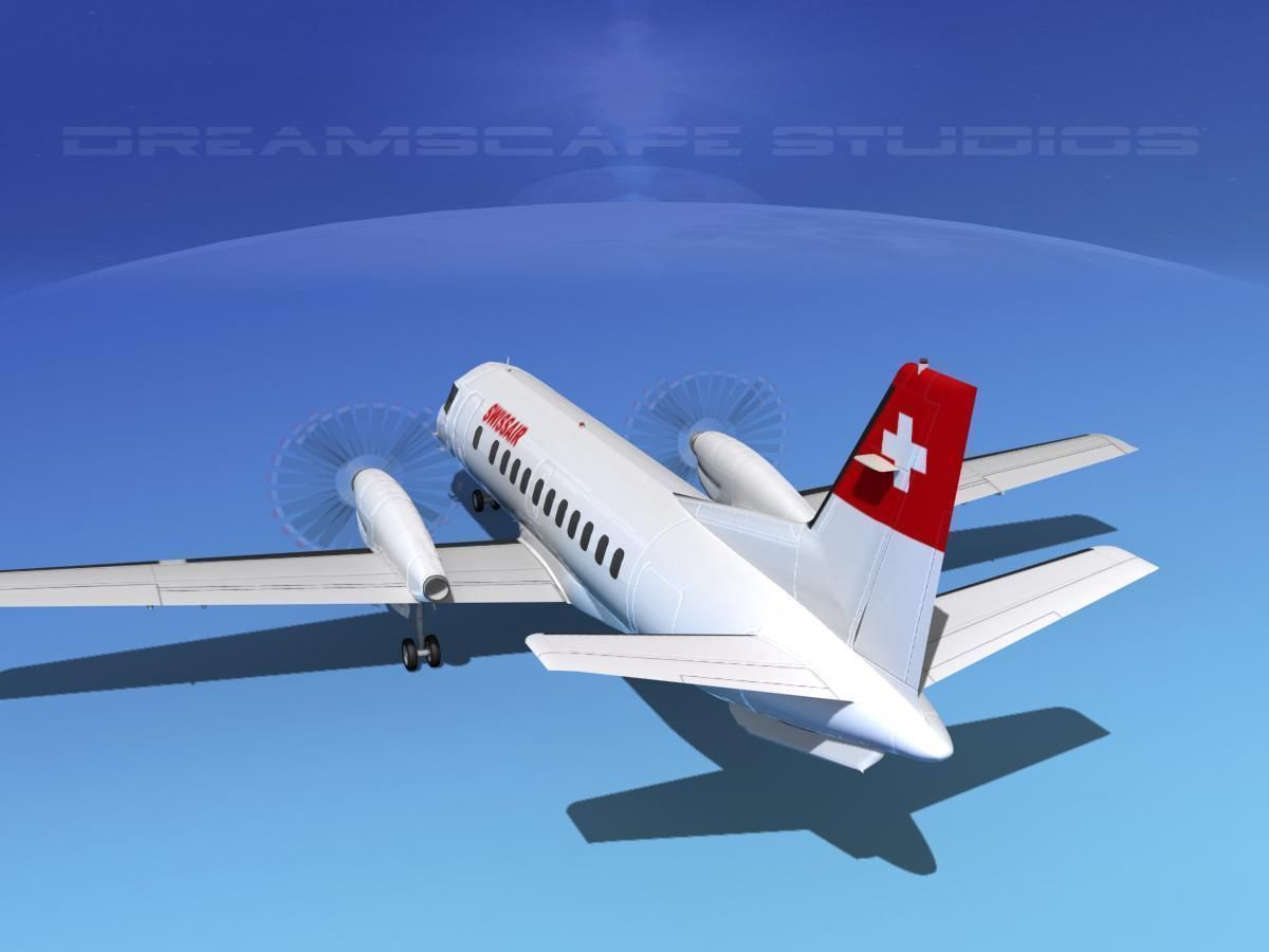 SAAB SF340 Swiss Air 3D model_7