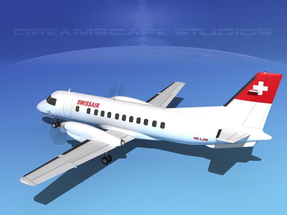 SAAB SF340 Swiss Air 3D model_8