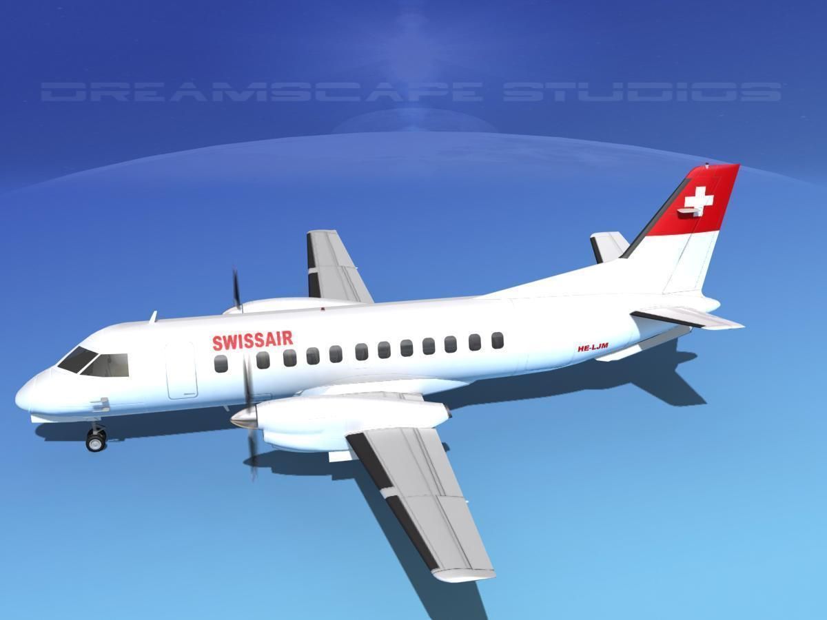 SAAB SF340 Swiss Air 3D model_9