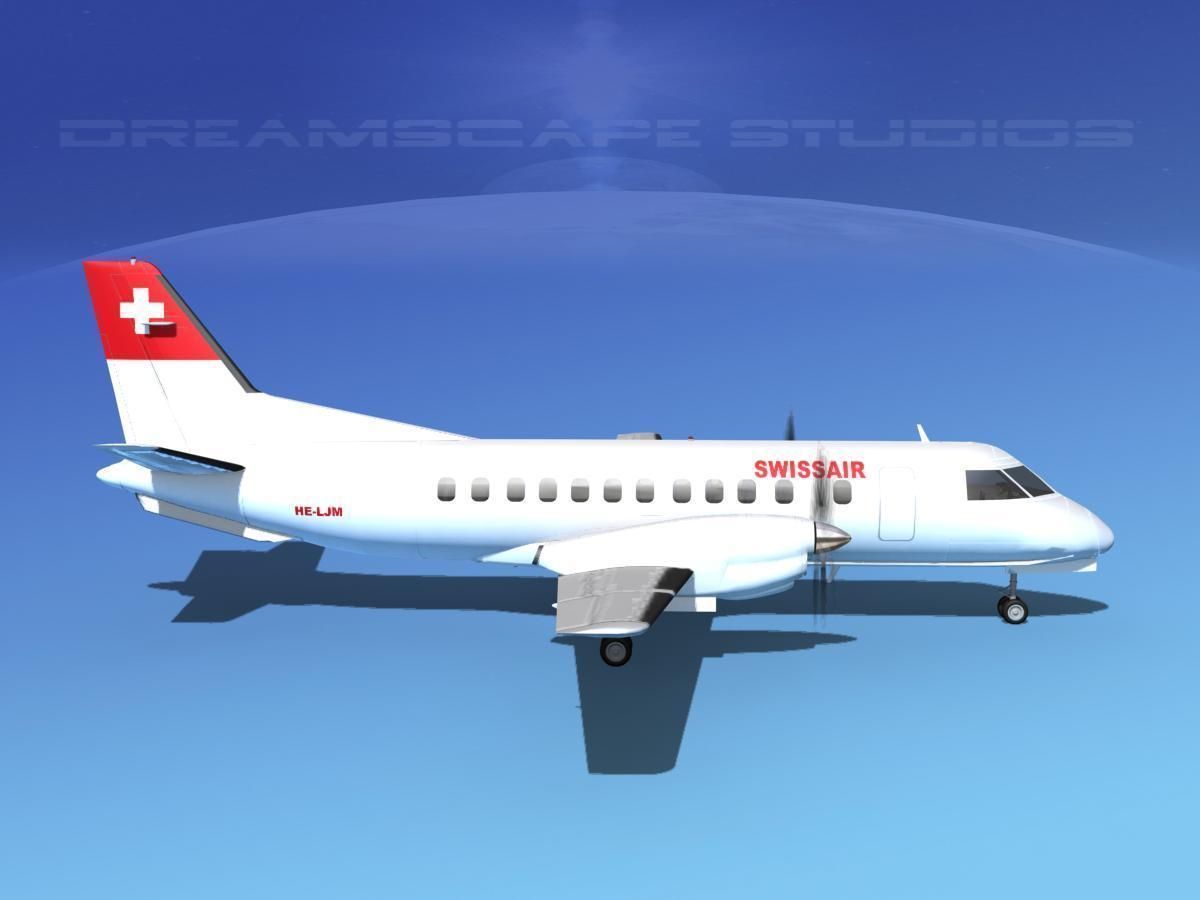 SAAB SF340 Swiss Air 3D model_4