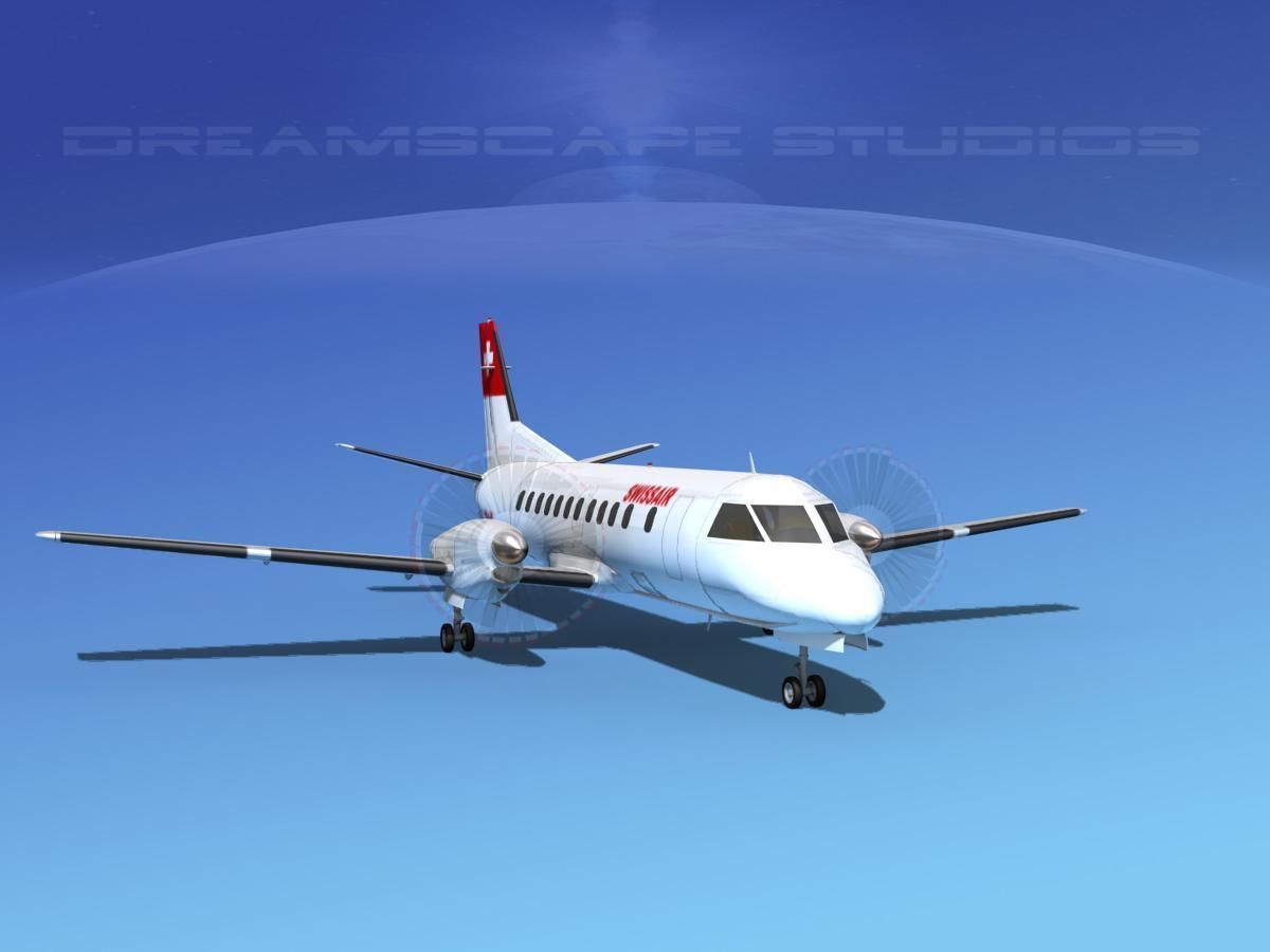 SAAB SF340 Swiss Air 3D model_2