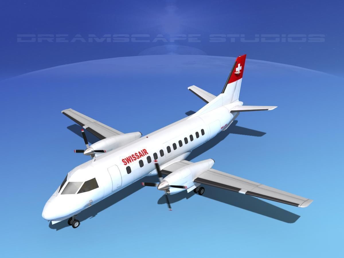 SAAB SF340 Swiss Air 3D model_10