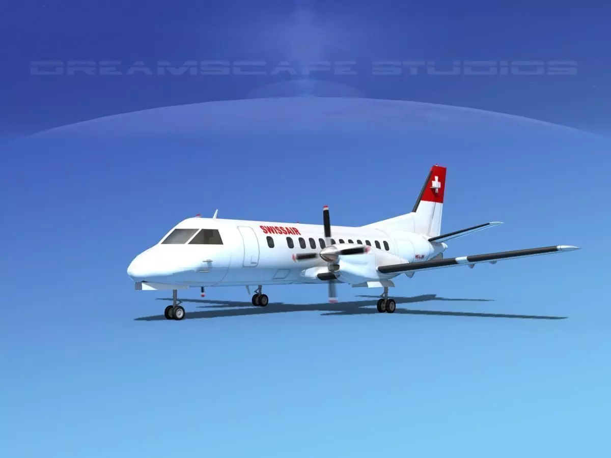 SAAB SF340 Swiss Air 3D model_0