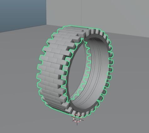 Black Ring with gold square elements 3D model_1