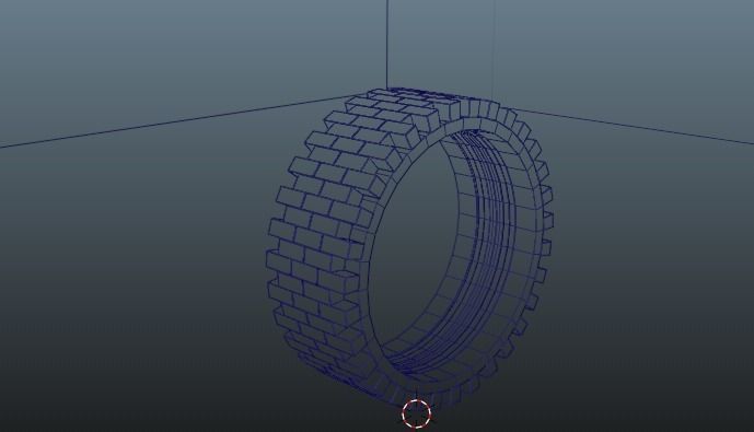 Black Ring with gold square elements 3D model_3