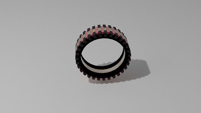 Black ring with Red square elements 3D model