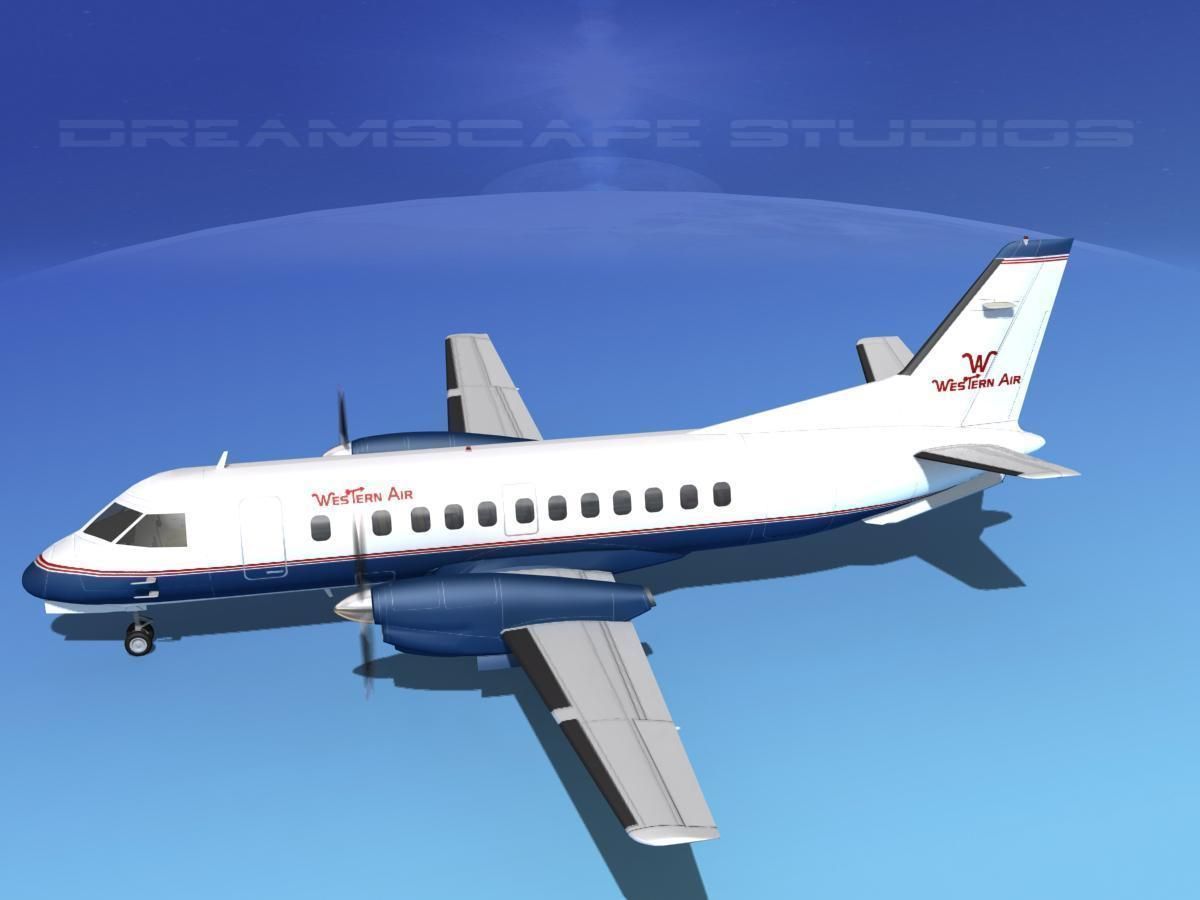 SAAB SF340 Western Air 3D model_11