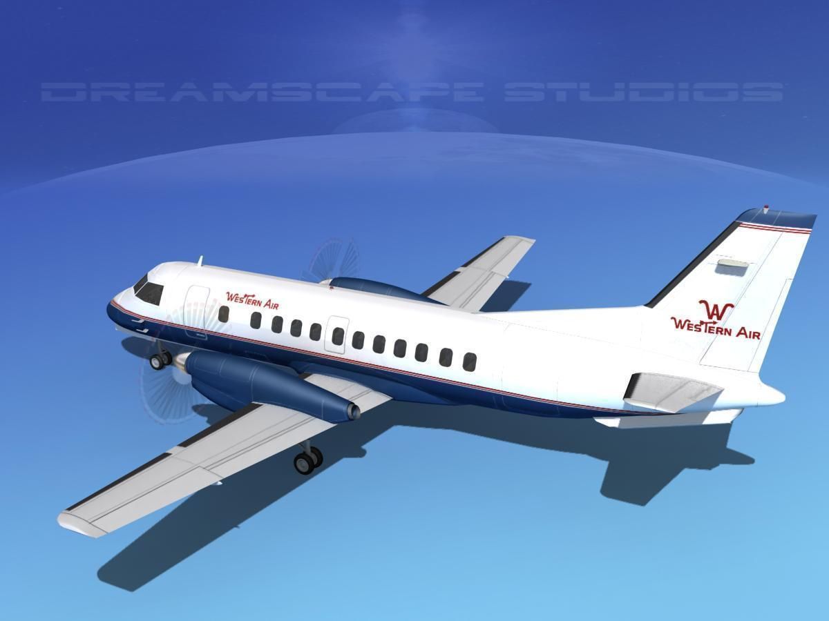 SAAB SF340 Western Air 3D model_10