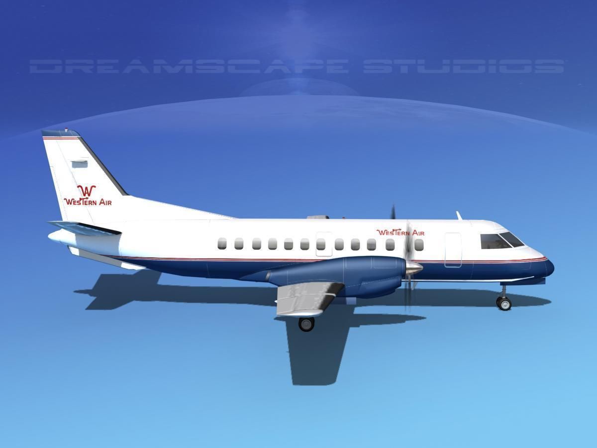 SAAB SF340 Western Air 3D model_6