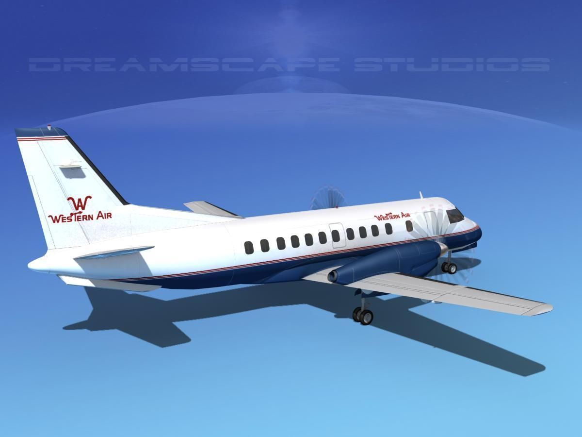 SAAB SF340 Western Air 3D model_7