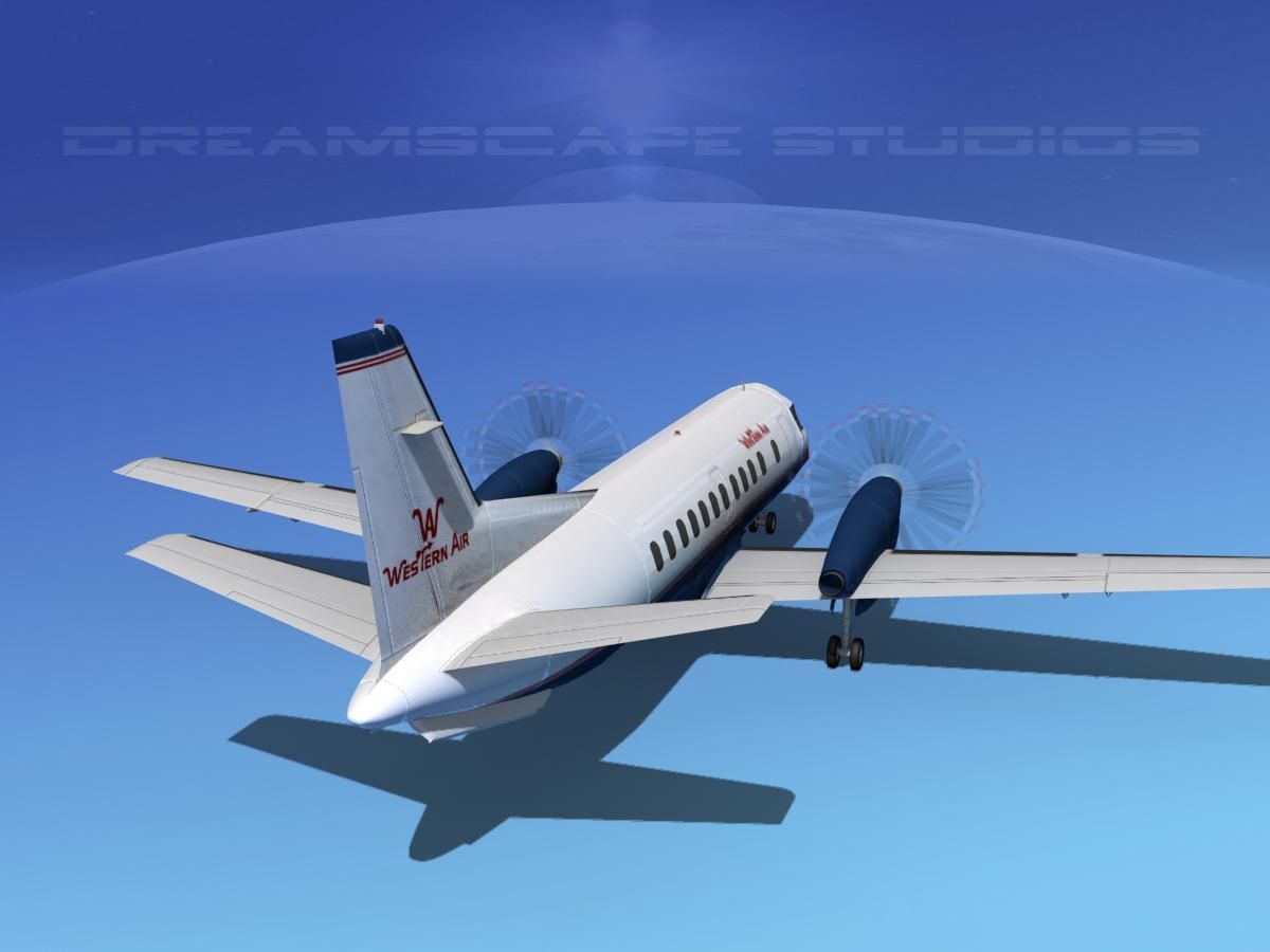SAAB SF340 Western Air 3D model_8