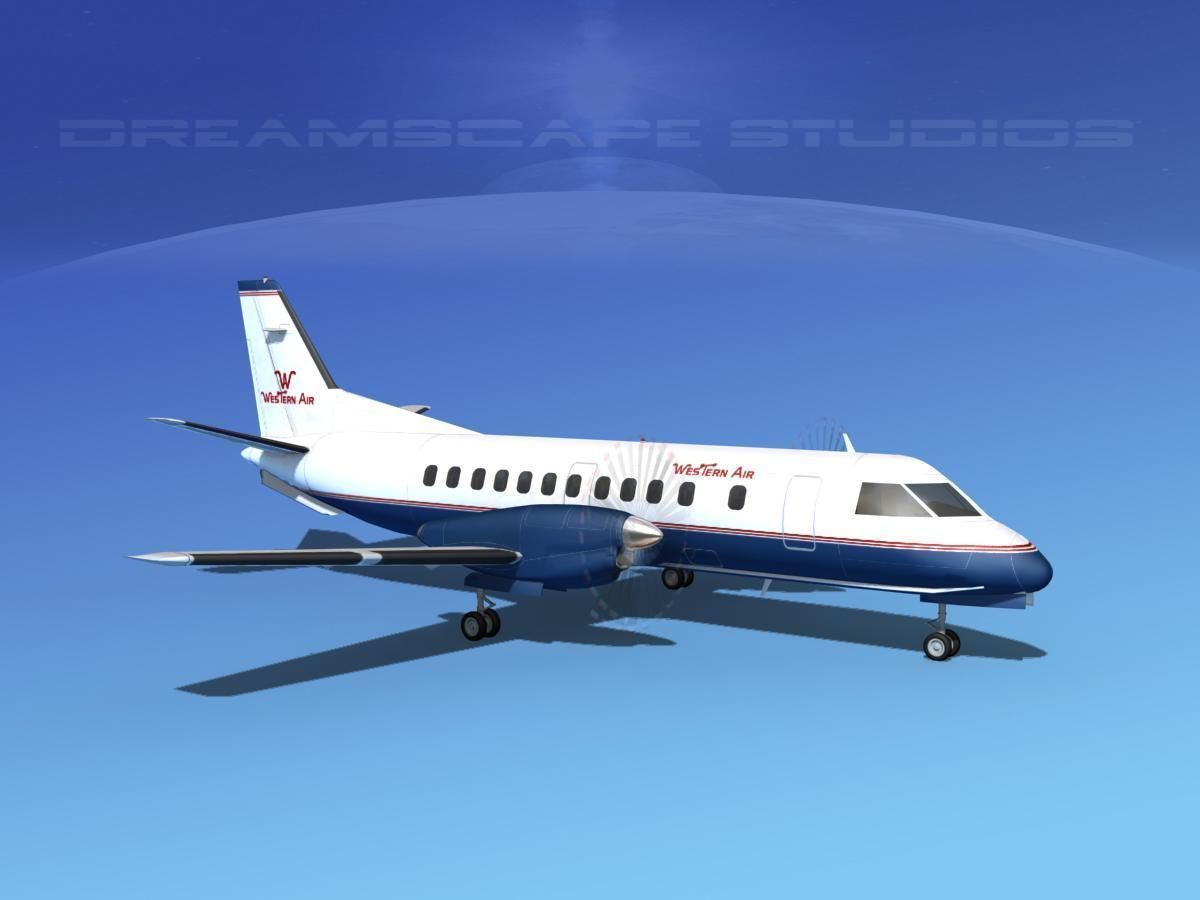 SAAB SF340 Western Air 3D model_5