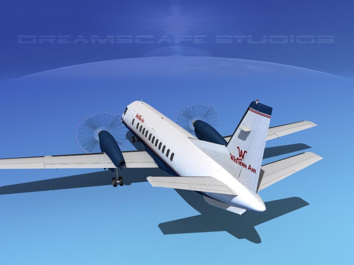 SAAB SF340 Western Air 3D model_9