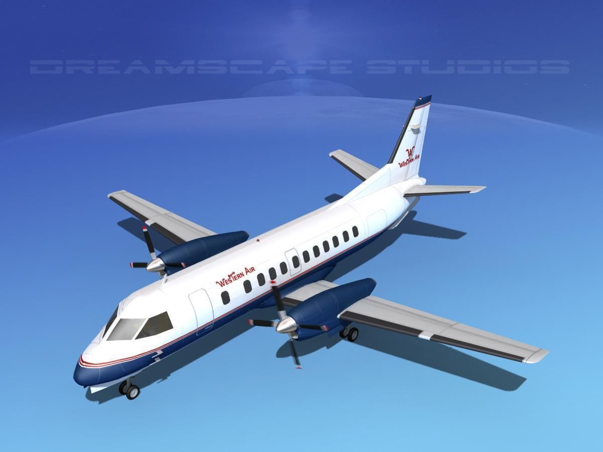 SAAB SF340 Western Air 3D model_12