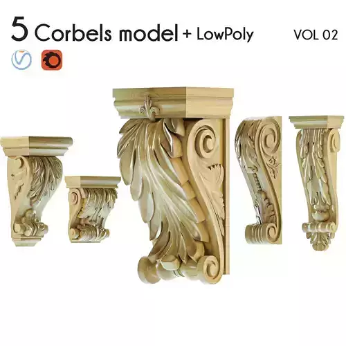 5 Corbels model - LowPoly Vol 2