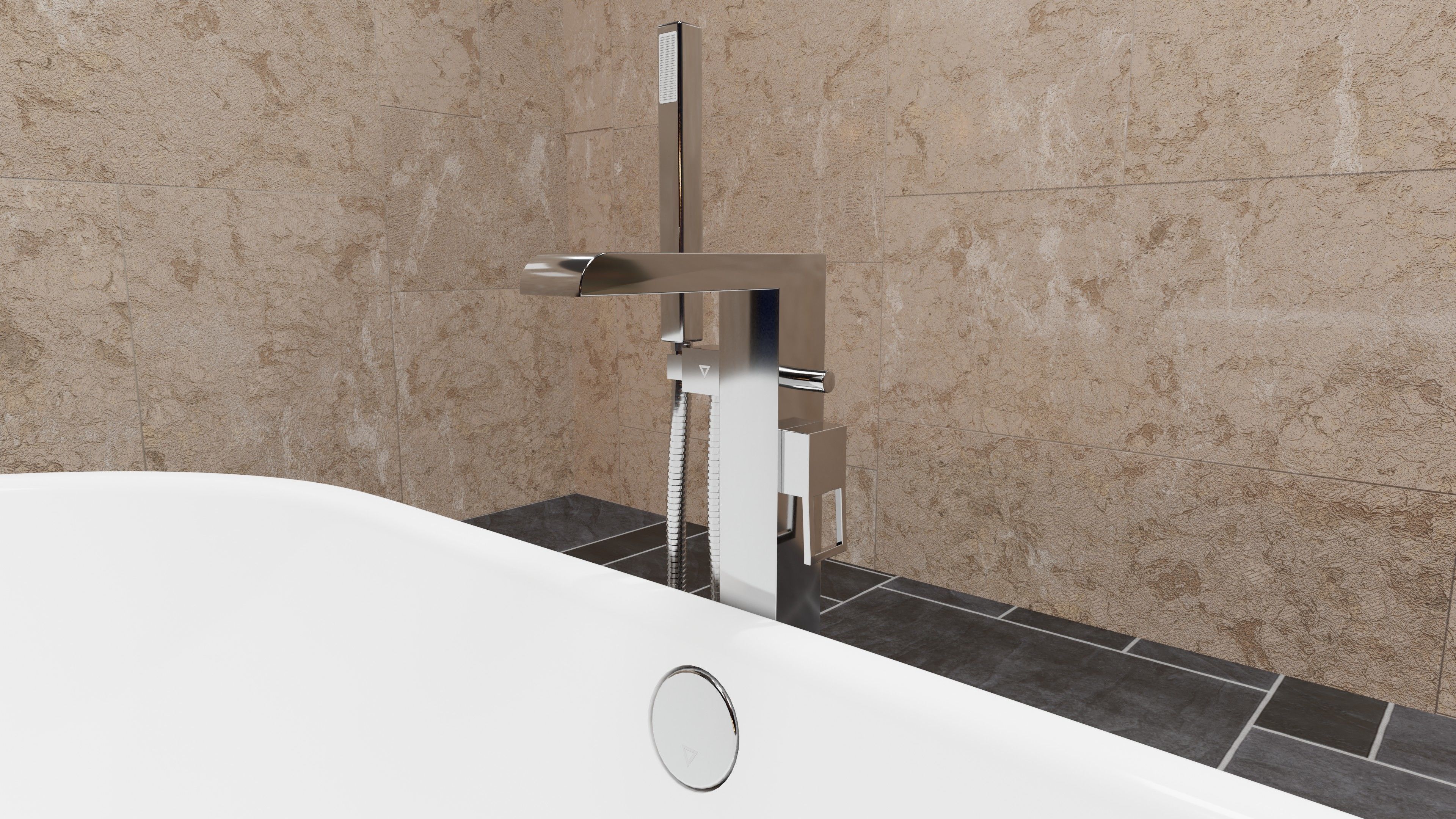 Bath with faucet 3D model_1