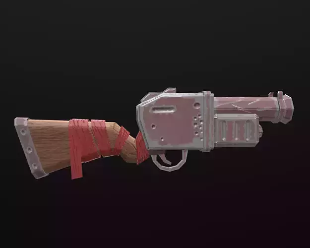 Stylized hand painted weapon gun Low-poly 3D model