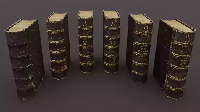 Pack 6 Lowpoly Old Leather Books