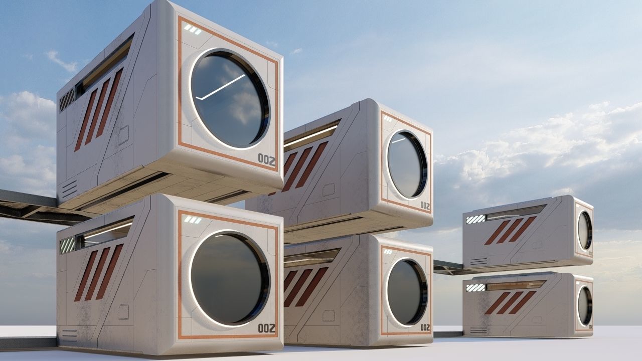 Sci-fi Capsule house 002 3D model_9