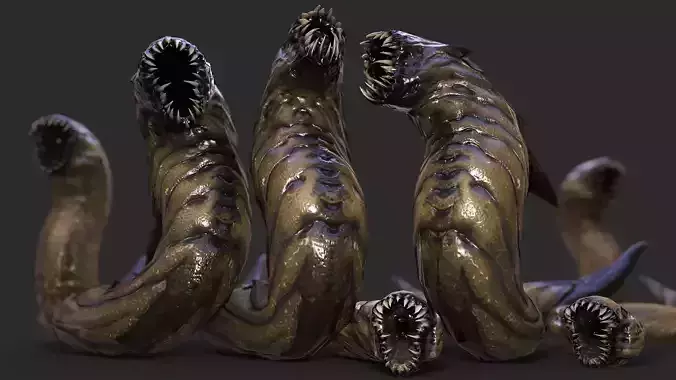 Slimy Worms Collection Low-poly 3D model