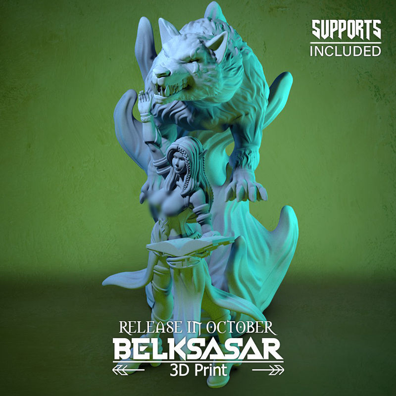 Summoner of the Wolf Spirit Normal and Nude 3D print model_31