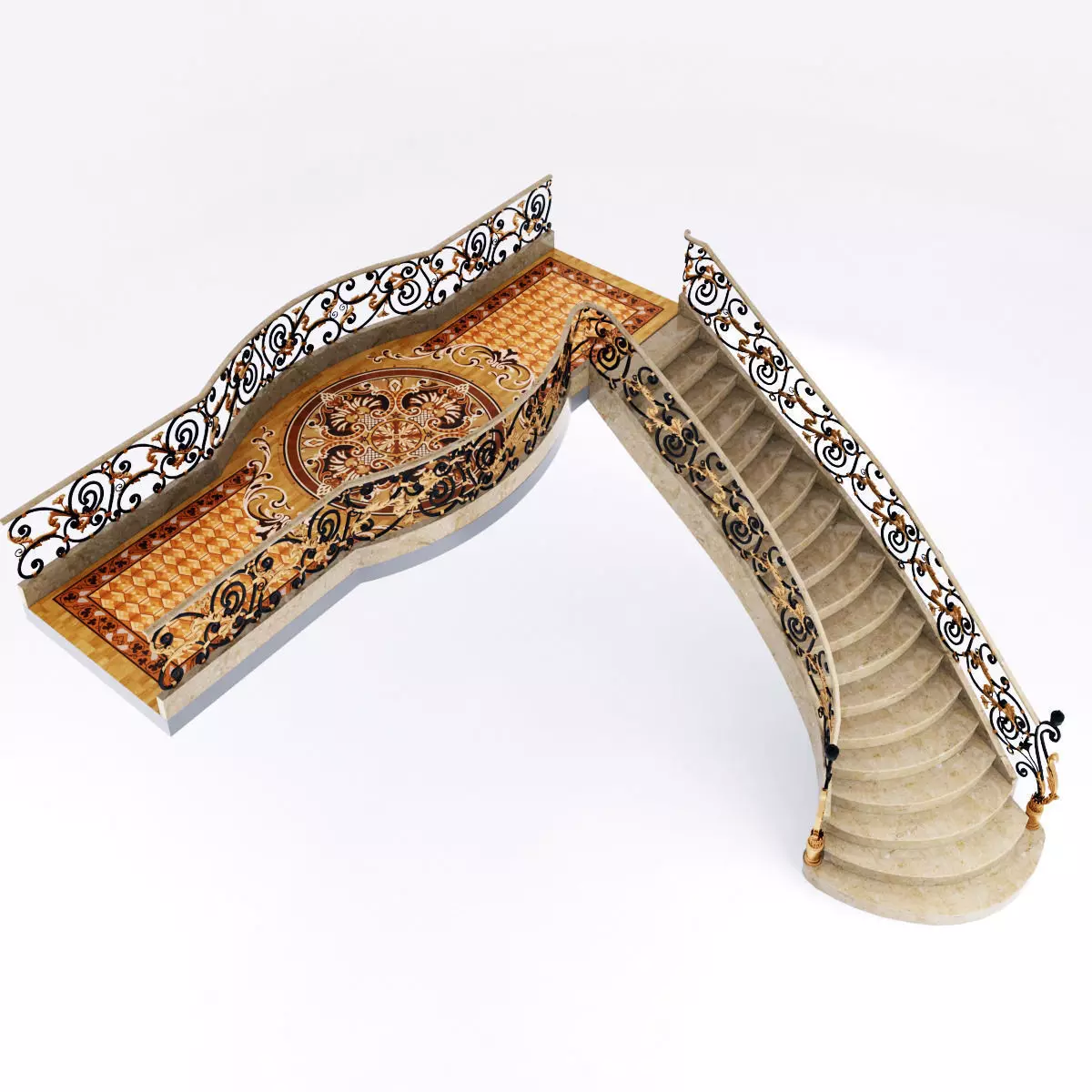 classical staircase 5 3D model