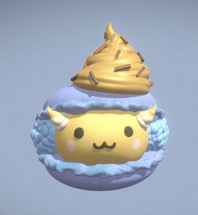 macaron kawaii 3D model_2