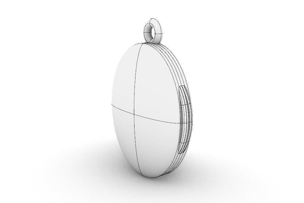 Oval locket with integrated hinge and clasp - 23mm tall 3D print model_8