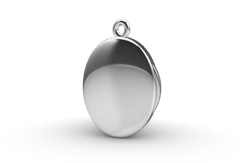 Oval locket with integrated hinge and clasp - 23mm tall 3D print model_2