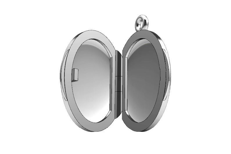 Oval locket with integrated hinge and clasp - 23mm tall 3D print model_3