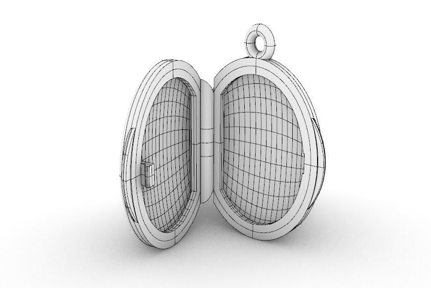 Oval locket with integrated hinge and clasp - 23mm tall 3D print model_6