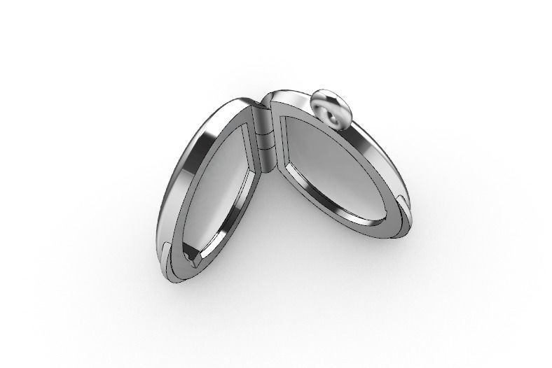Oval locket with integrated hinge and clasp - 23mm tall 3D print model_4