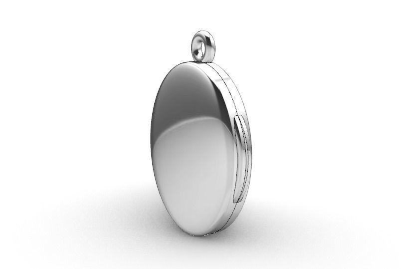 Oval locket with integrated hinge and clasp - 23mm tall 3D print model_1