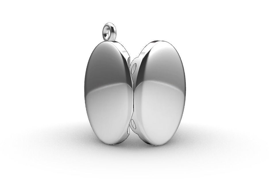 Oval locket with integrated hinge and clasp - 23mm tall 3D print model_5
