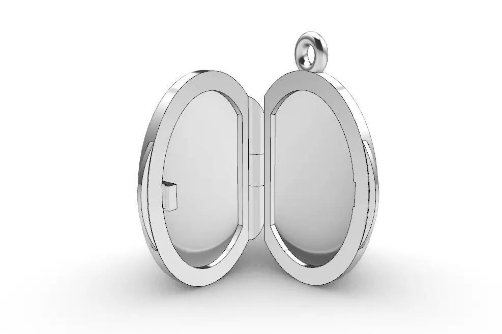 Oval locket with integrated hinge and clasp - 23mm tall 3D print model_0