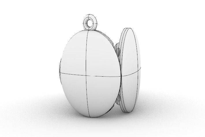 Oval locket with integrated hinge and clasp - 23mm tall 3D print model_7
