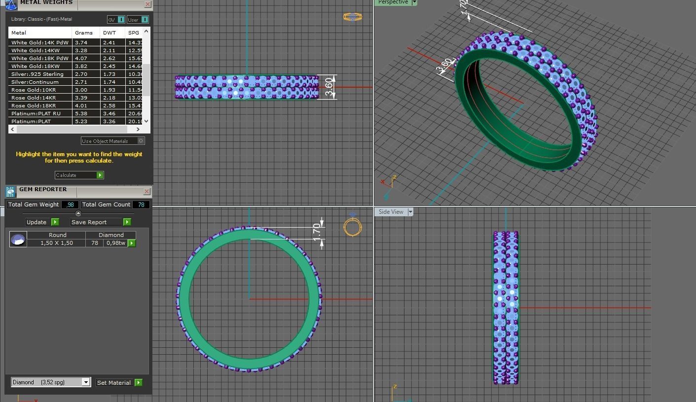 2 row diamond eternity ring with stones 3D print model_3