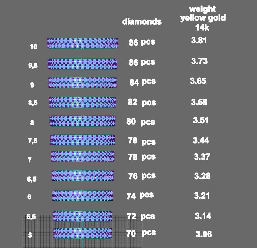 2 row diamond eternity ring with stones 3D print model_1