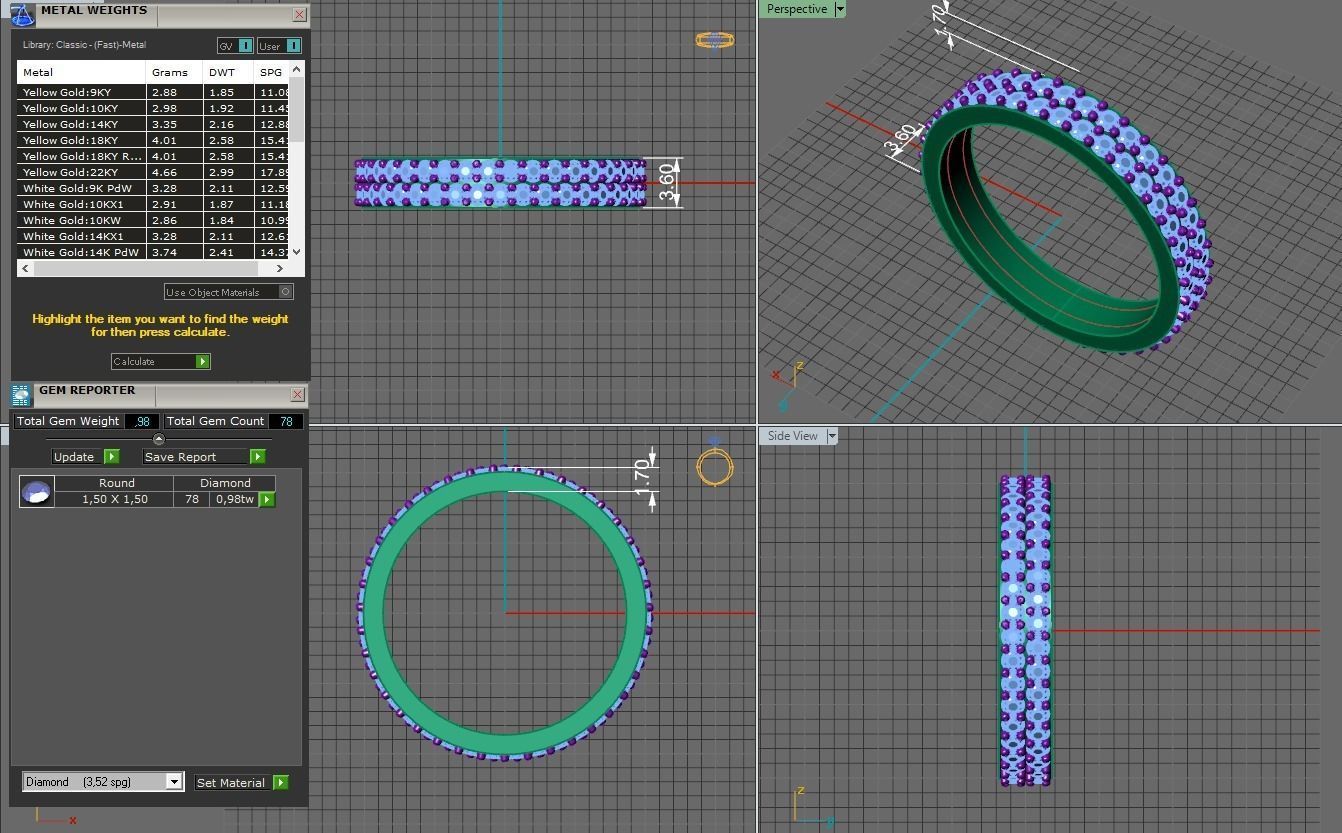 2 row diamond eternity ring with stones 3D print model_2