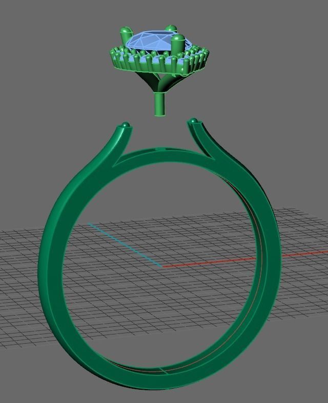 pear shape halo engagement ring 3D print model_3