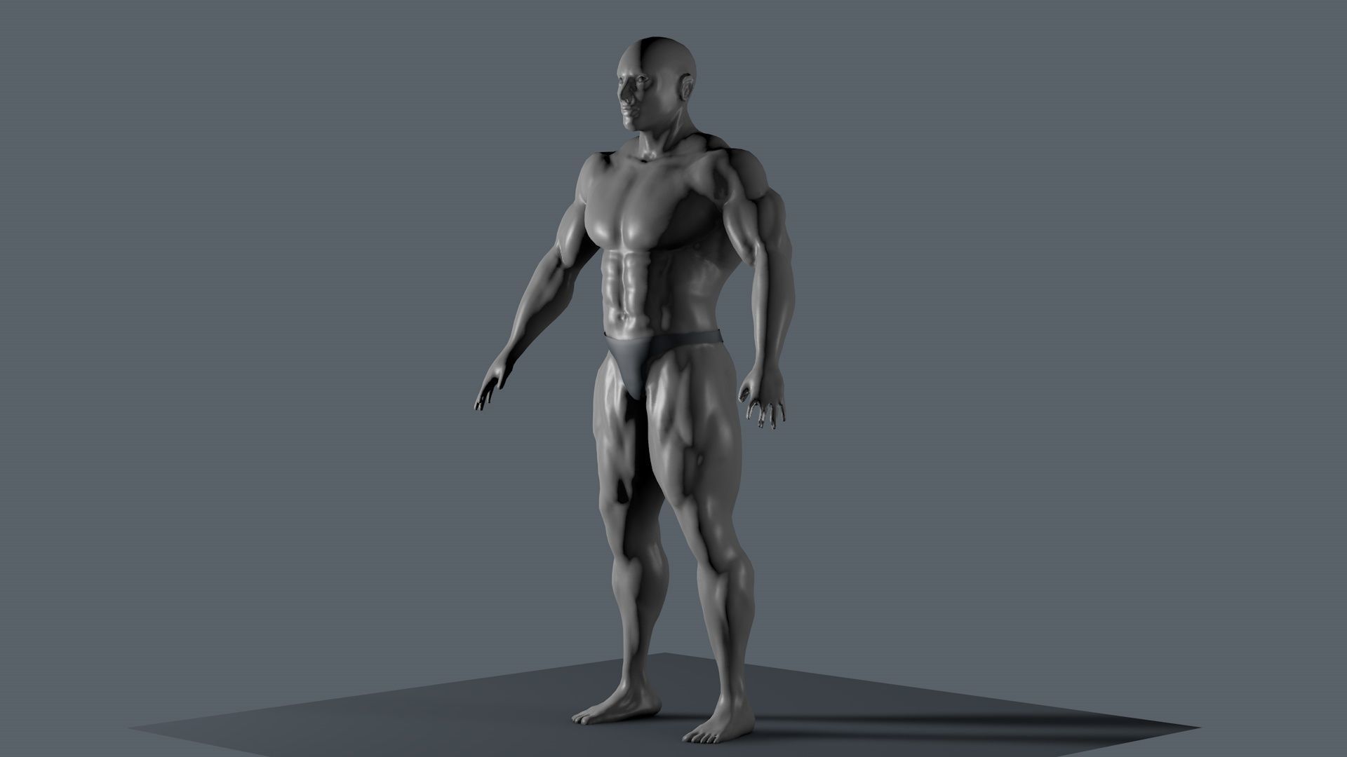 Bodybuilder human body 3D model_2